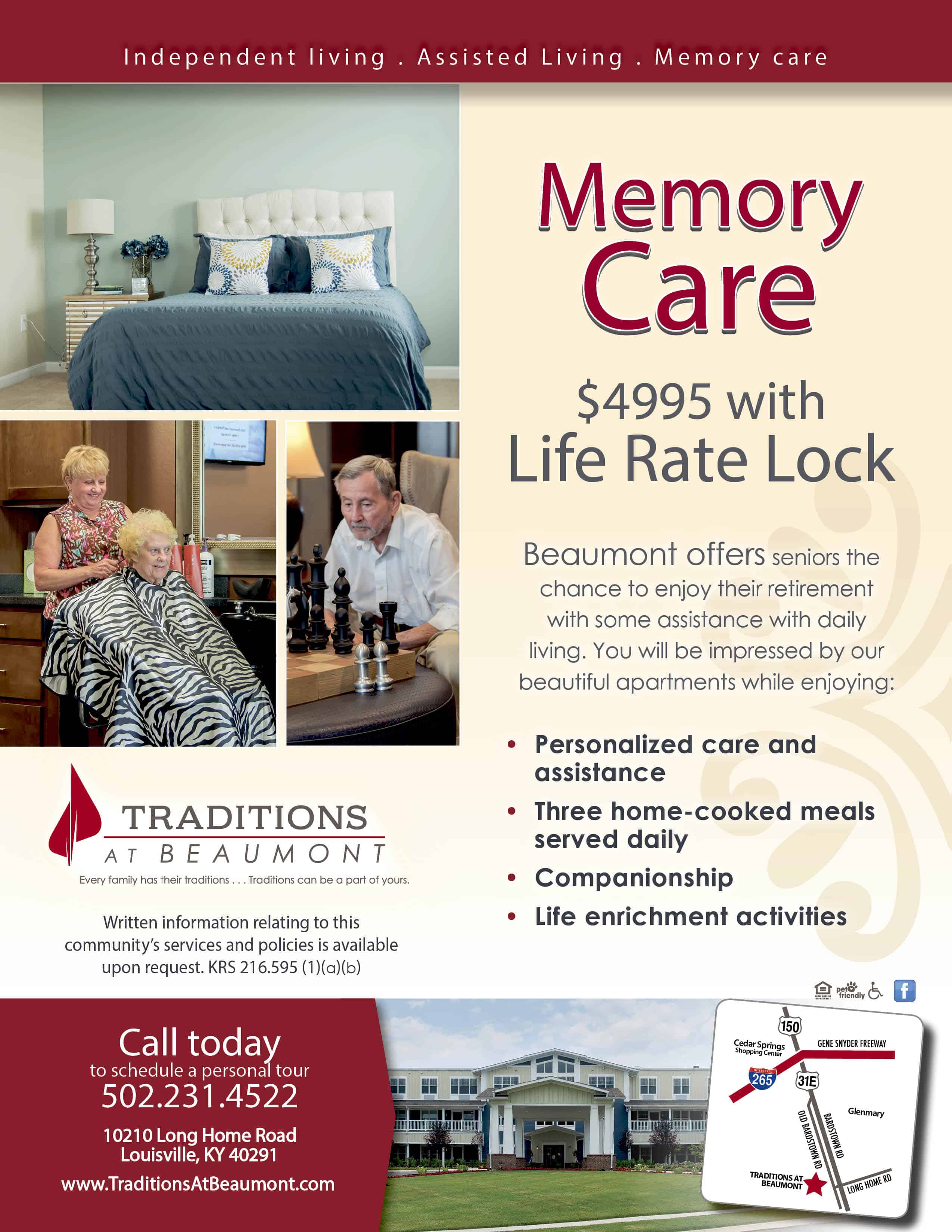 Memory Care Rate Lock Traditions at Beaumont Louisville KY